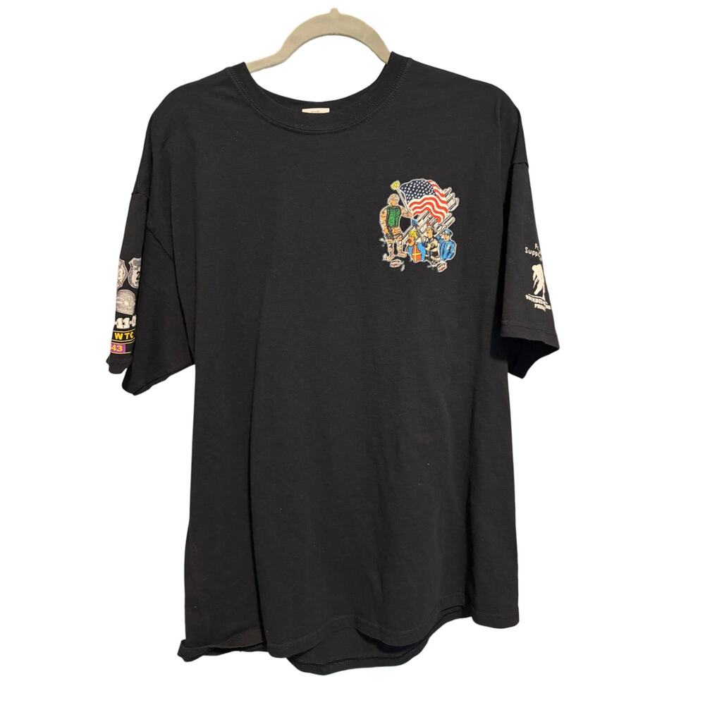 First Responders Support Our Troops Wounded Warrior 9/11 T-Shirt Black XL